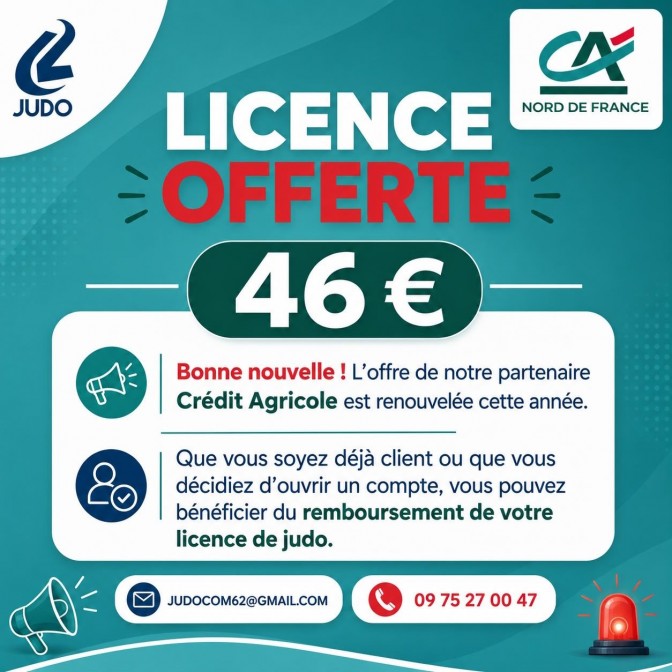 Image de l'actu 'LICENCE OFFERTE grâce au PARTENARIAT CRÉDIT AGRICOLE'